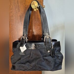 Coach Black Signature Tote Bag/Wallet Combo